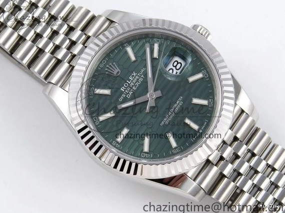 MiroTime 0120 DateJust 41 126334 904L SS VSF 1:1 Best Edition Green Textured Dial on Jubilee Bracelet VS FashionForward 1324
